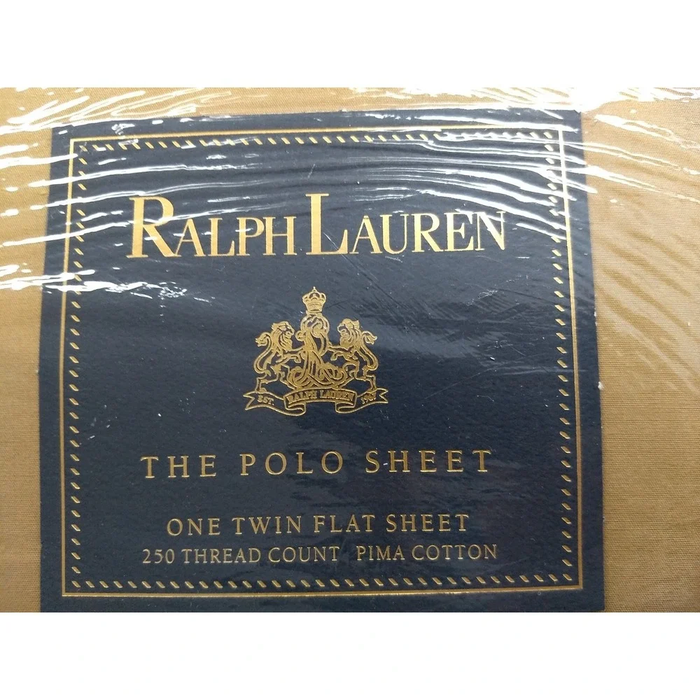 Ralph Lauren The Polo Sheet Twin Flat Sheet Ghurka Khaki 250TC‎ Pima Cotton NEW
